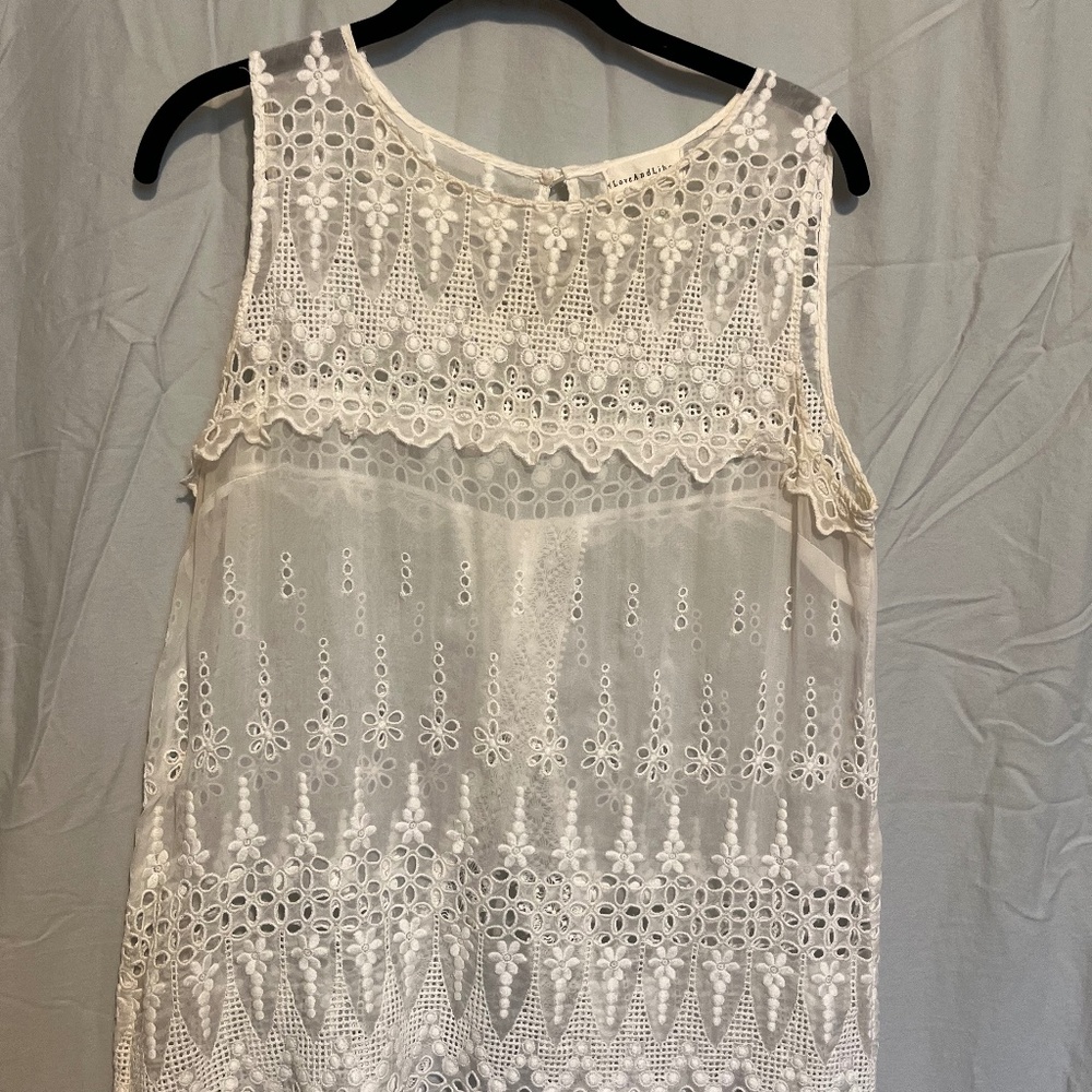 JWLA/Johnny Was/Love and Liberty - sheer lace top.  EUC Size medium.
